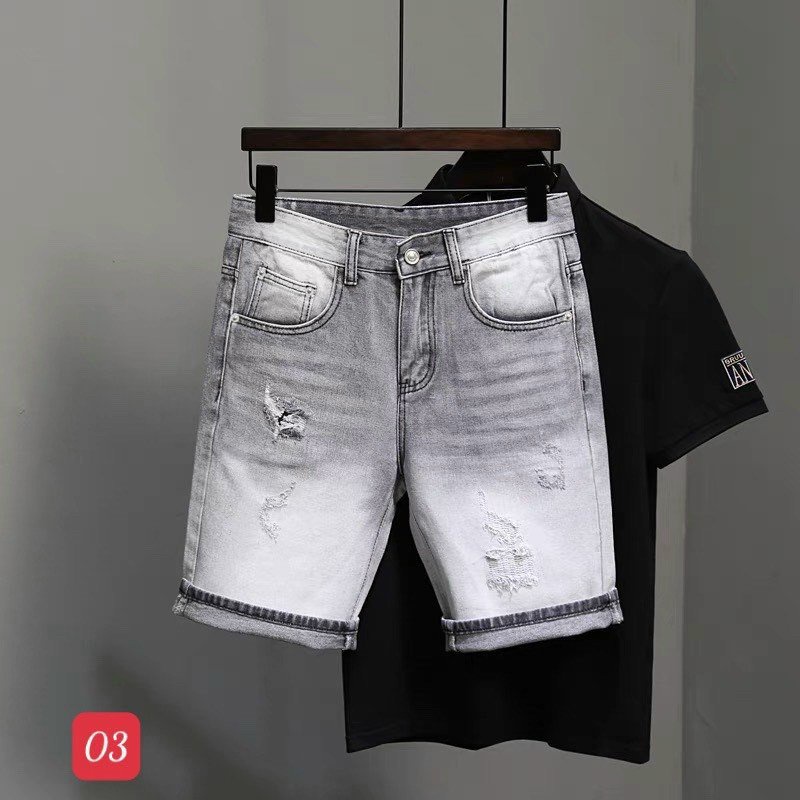 Quần short jean nam xám sướt nhẹ cao cấp - chất liệu bò co giãn tốt ( Hàng chuẩn shop) Lady-Hn Store88 KV247