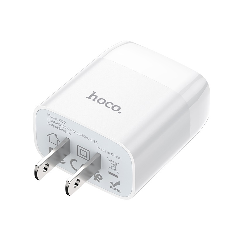 (BẢO HÀNH) Củ sạc nhanh C72 Hoco-Dòng điện 2.1A, bảo hành 6 tháng, 1 cổng sạc usb