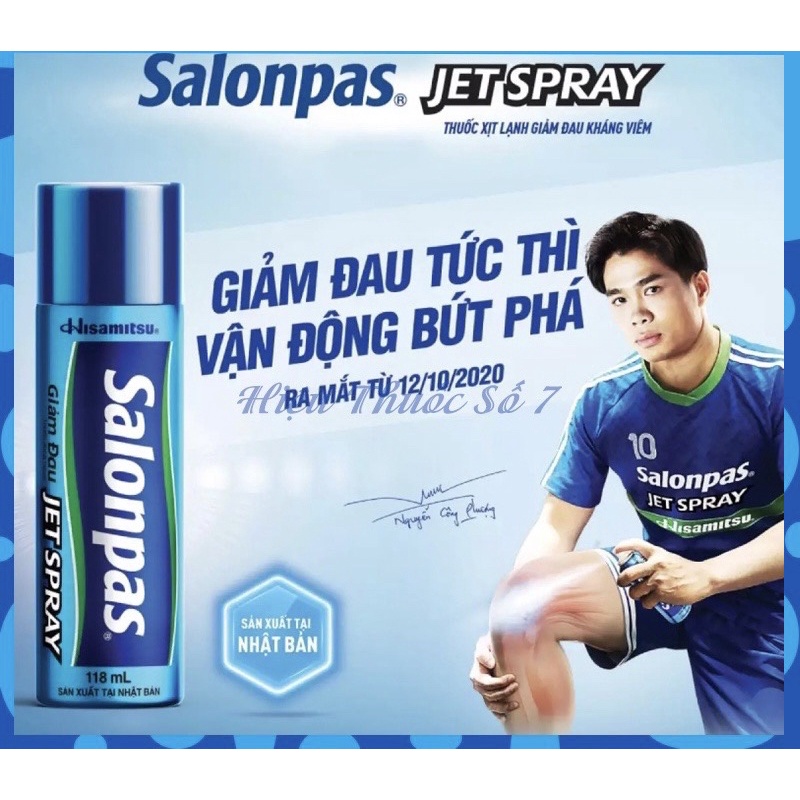 SALONPAS JET SPRAY 118ML Xịt lạnh, Giảm Đau Vai, Đau Cơ, Đau Khớp, Bầm Tím, Bong Gân, Căng Cơ