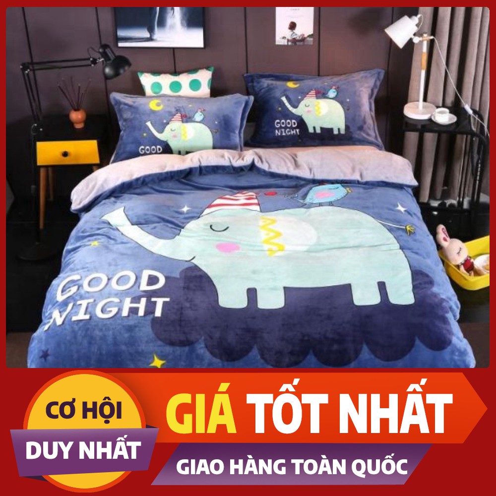 Bộ chăn ga gối nỉ nhung 3D (nhiều màu)