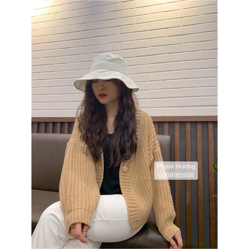 Áo khoác len cardigan có bigsize áo khoác len Quảng Châu dày ấm 1 khuy cổ tim cánh rơi | BigBuy360 - bigbuy360.vn
