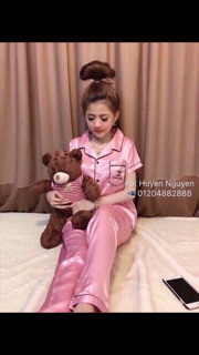 Bộ pizama lụa áo cộc quần dài