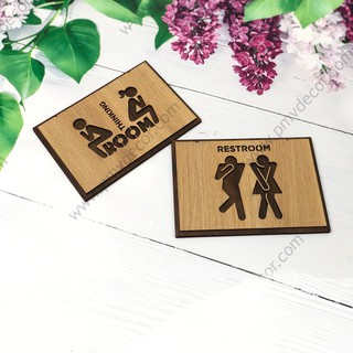 Bảng gỗ WC, Size 20*13cm, Bảng gỗ hai màu tương phản. Sang trọng, tinh tế, phù hợp mọi không gia. BWC-PMV122