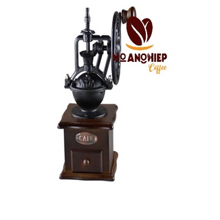 Máy xay cà phê cầm tay có bánh xe đứng cỡ trung - dạng cổ điển