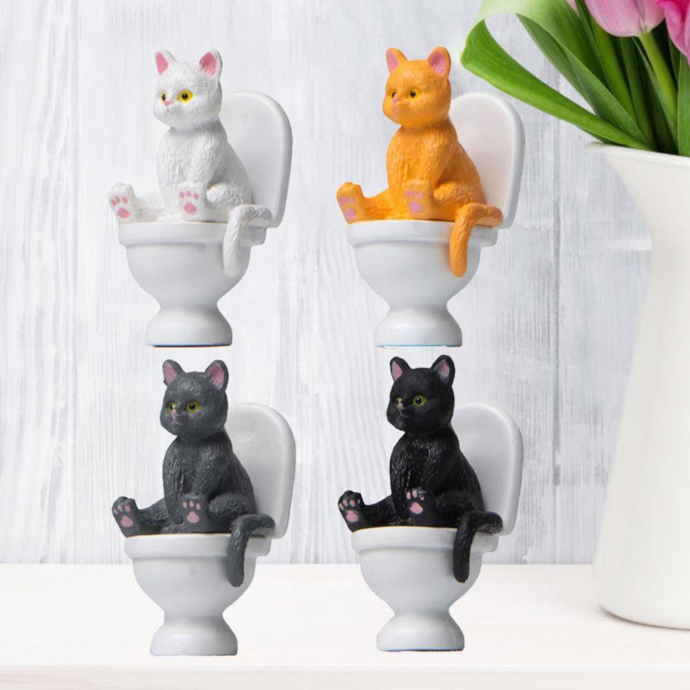 Wadees Mô Hình Chú Mèo Ngồi toilet Mini Dễ Thương
