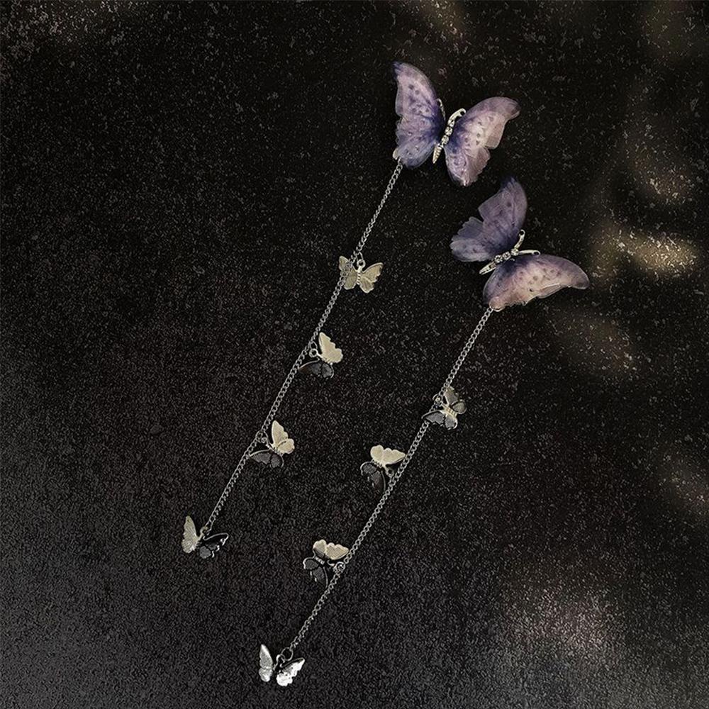 VANES1 1 Cặp Kẹp Tóc Hình Bướm Có Tua Rua Kiểu Cổ Điển Cho Nữ