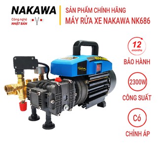 Máy rửa xe Nakawa NK686, có chỉnh áp, công suất 2300W, đầu trục khuỷu, motor dây Đồng