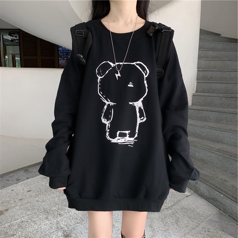 NRVP Áo hoodie tay dài dáng rộng phong cách hàn quốc cho nữ