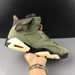 Bản gốc mới Travis Scott x Air Jordan 6 Giày bóng rổ cao cổ OG SP Men
