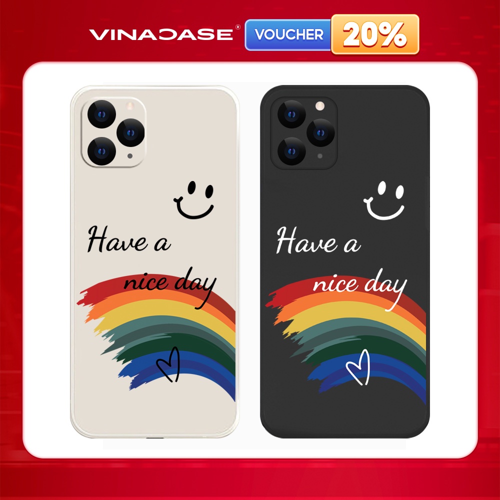 Ốp lưng Vina Case Iphone 6S/6 Plus/7G/8G/X/Xs/11/12/....Silicone TPU dẻo viền vuông bảo vệ camera hình Nice day