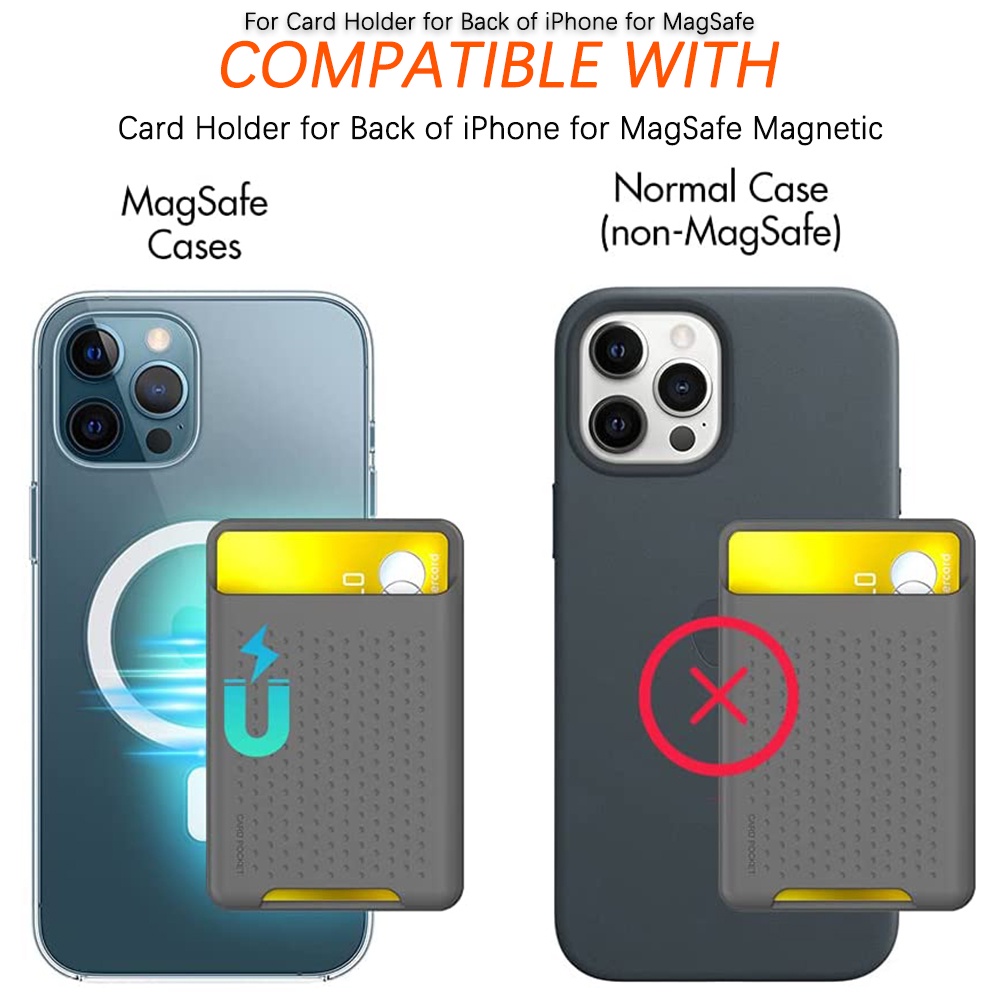 Ninki Ví Silicon Đựng Thẻ Dán Vào Ốp Điện Thoại Chất Lượng Cao cho iPhone 13, iPhone 12 Models, Magnetic Card Holder Silicone Sleeve Compatible with iPhone 12/Pro/Max/Mini