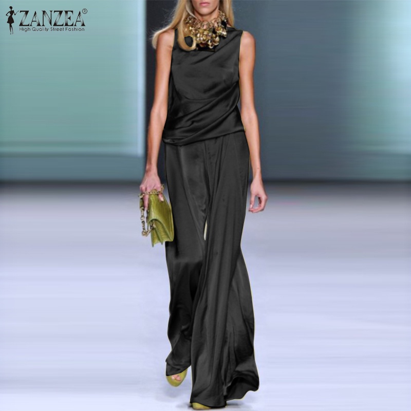 Set quần dài ống rộng và áo thun không tay Zanzea thời trang nữ tính