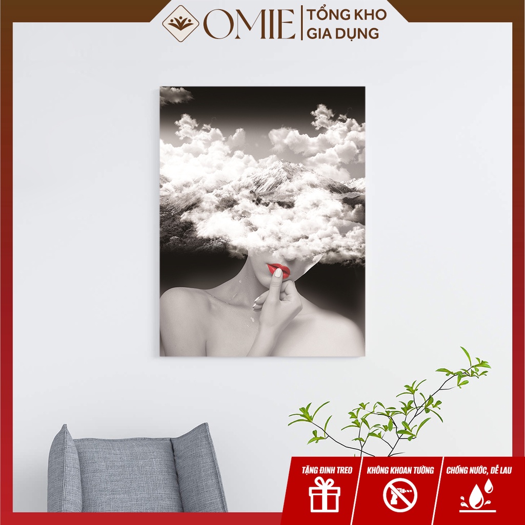Tranh decor treo tường phòng ngủ, phòng khách chủ đề hình cô gái cách điệu bằng vải canvas cao cấp (Tặng kèm đi 3 chân)