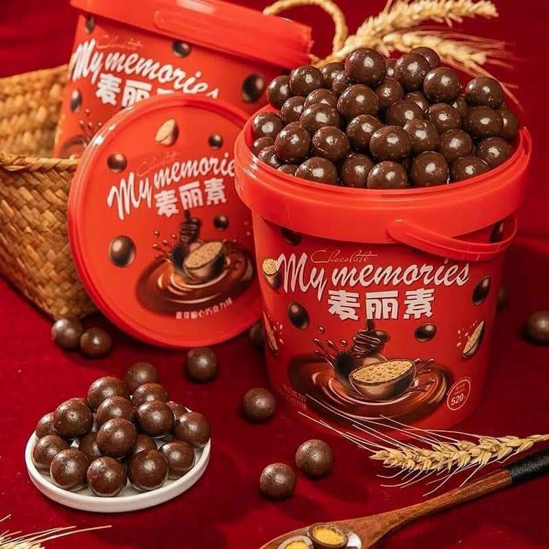 Socola My Memories dạng xô Đài Loan 168g ( sô cô la đen, dâu &amp; sữa), đồ ăn vặt vừa ngon vừa rẻ