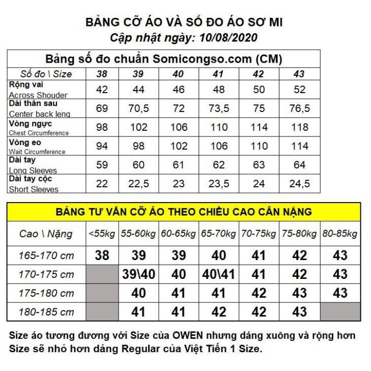 Tổng Hợp Size Áo Sơ Mi Nam Theo Chiều Cao Cân Nặng Giá Rẻ, Bán Chạy Tháng  8/2023 - Beecost