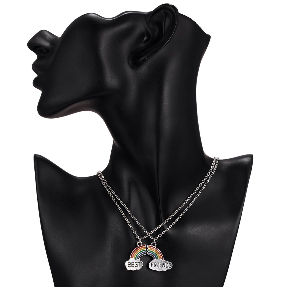 Set 2 vòng cổ Mặt Hình Mảnh Ghép Cầu Vồng Hoạt Hình