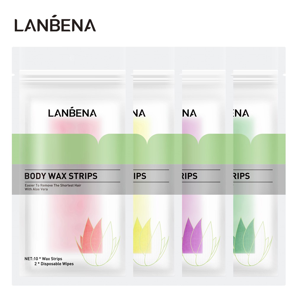 Set 10 giấy sáp tẩy lông LANBENA hai mặt tự nhiên 5x10cm tiện lợi