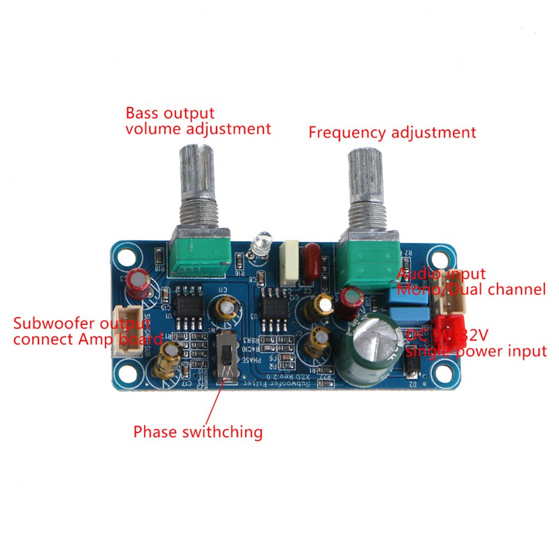 neva* Single Power DC 9-32V Low Pass Filter Bass Subwoofer Pre-AMP Amplifier Board