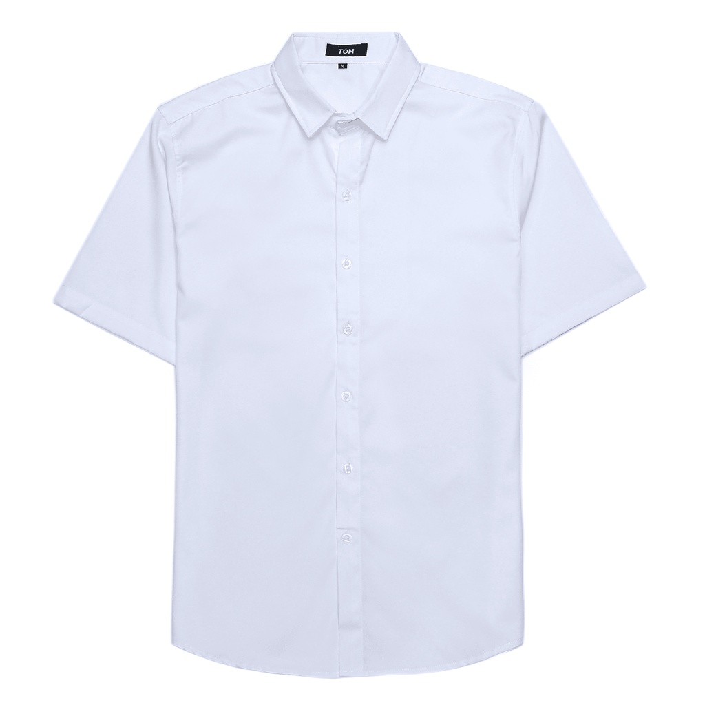 Áo Sơ Mi TRẮNG TRƠN CỔ BẺ Tay Ngắn Nam/Nữ Tóm Store .Chất lụa CAO CẤP