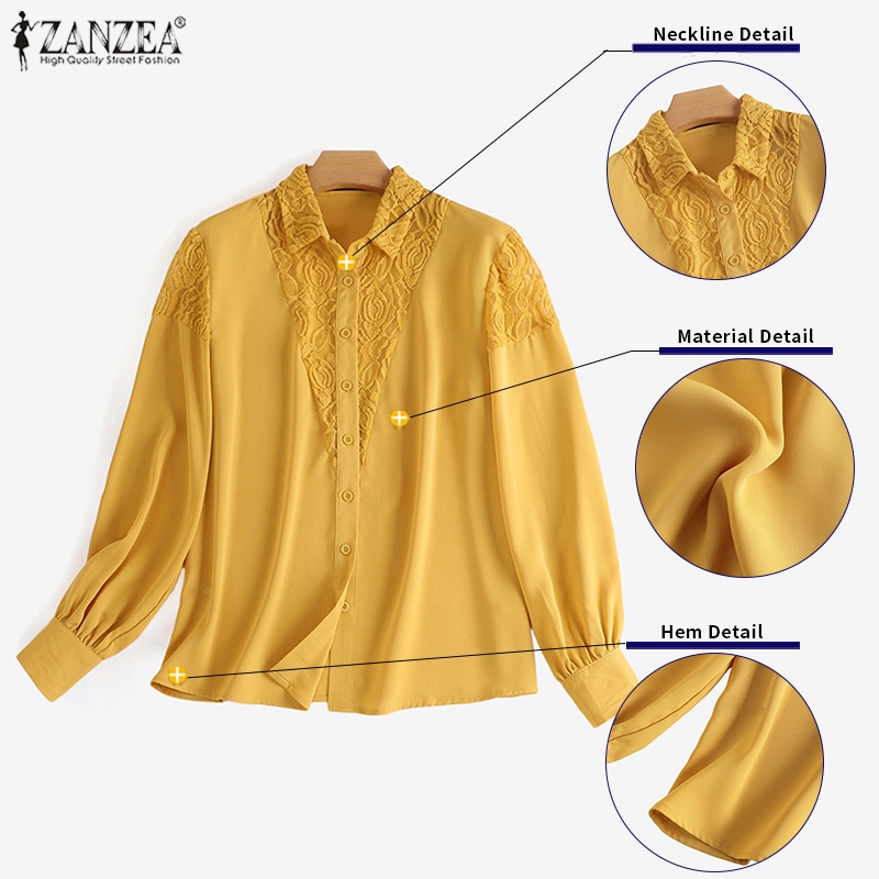 Zanzea Áo Nữ Tay Dài Phối Ren Thời Trang Quyến Rũ