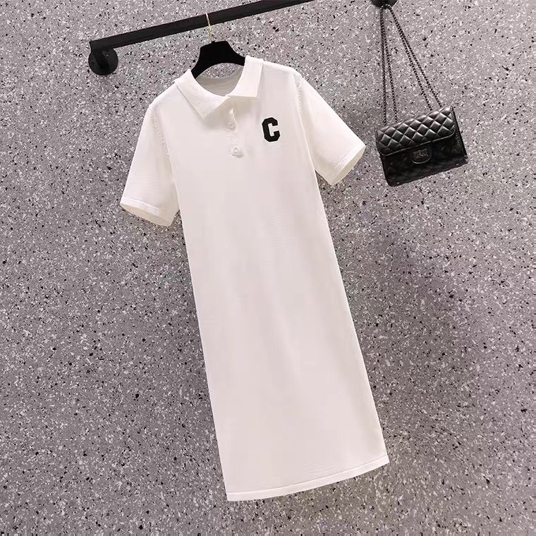 Váy polo nữ suông cộc tay thêu chữ, Đầm suông nữ chất vải poly bền đẹp  thoáng mát thời trang mùa hè cao cấp_DP01