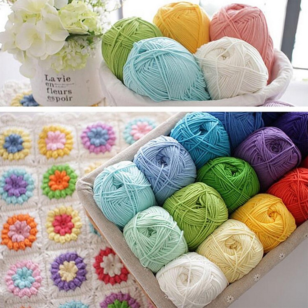 Cuộn len cotton sữa mịn màng đan móc thủ công mã 51-86
