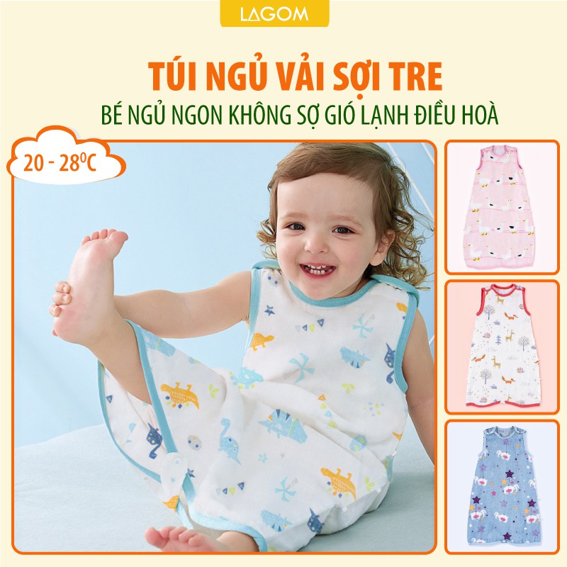 [COTTON 100%] Túi Ngủ Trẻ Em Hè Thu | Túi Ngủ Cho Bé Cotton Sợi Tre Cao Cấp [Video &amp; Ảnh Thật]