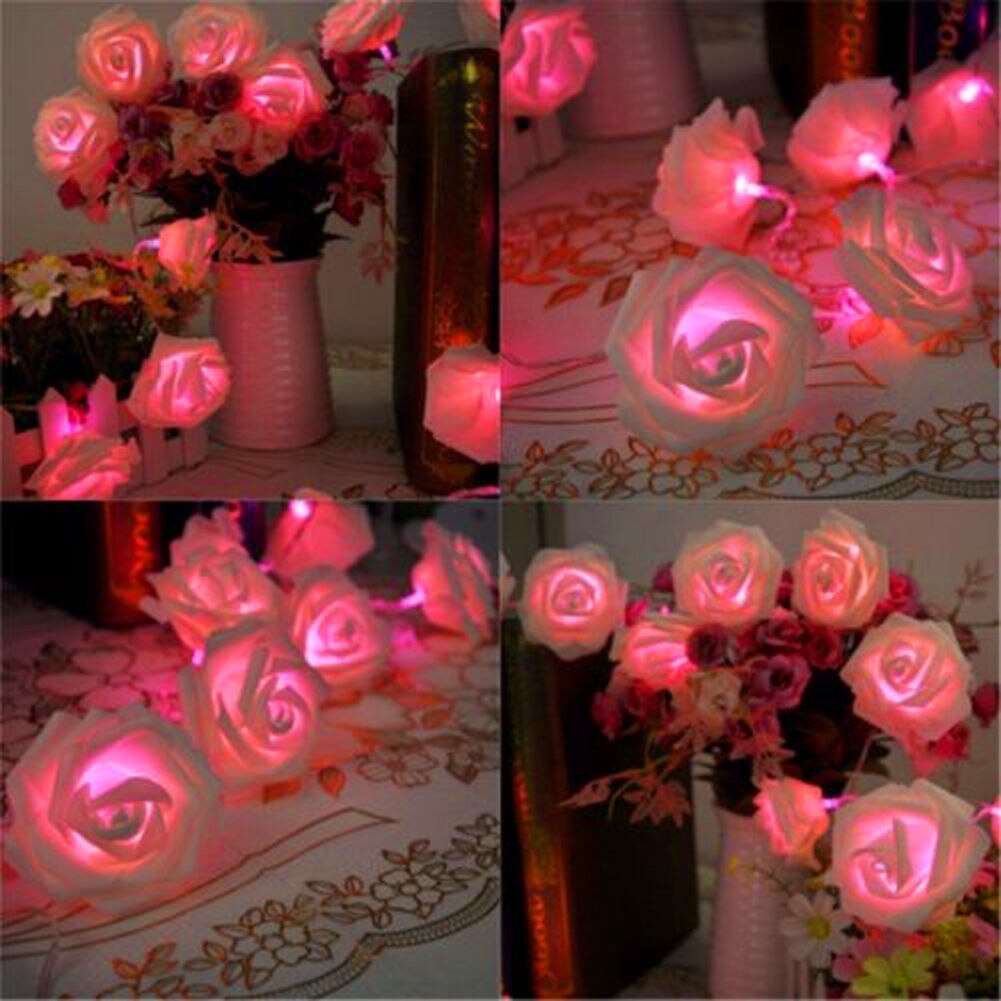 Dây Đèn LED 20 Bóng Hình Hoa Hồng Trang Trí Lãng Mạn