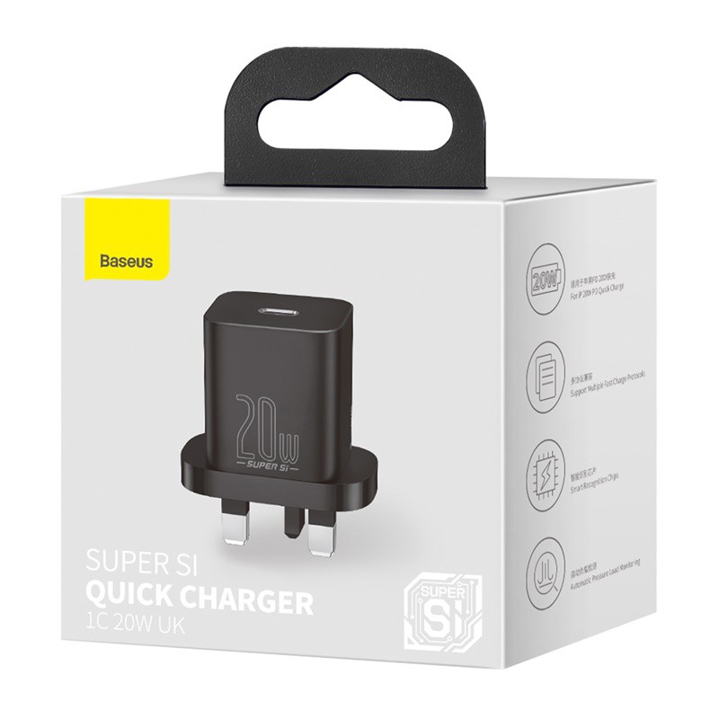 Củ sạc nhanh Baseus 20W cổng USB phích cắm UK 3 chấu cho điện thoại iPhone 12 Pro XS Max Xiaomi