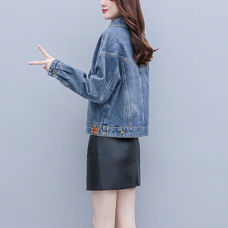 Áo Khoác Denim Dáng Ngắn Phong Cách Hàn Quốc Thời Trang Xuân Thu Cho Nữ