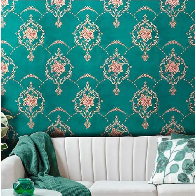 Decal giấy dán tường CHÂU ÂU XANH LÁ MỚI khổ 45cm keo sẵn