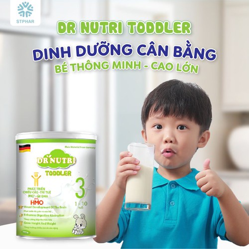 Sữa bột phát triển chiều cao và trí não Dr Nutri Toddled, sữa cho trẻ từ 1 – 10 tuổi, 900g