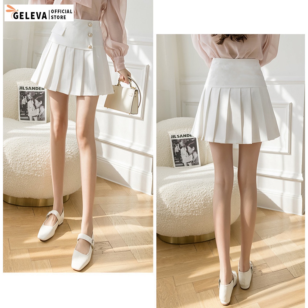 Chân váy xếp ly ngắn cạp lưng cao phối 3 cúc phong cách hàn quốc Geleva GE904 | BigBuy360 - bigbuy360.vn