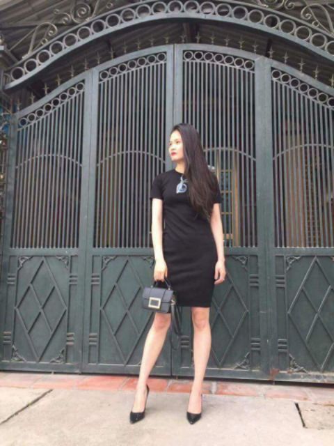 Đầm thun gân tay dài