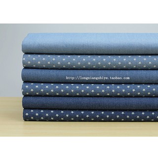 Vải Cotton Denim In Hình Ngôi Sao Dễ Thương Cho Bé