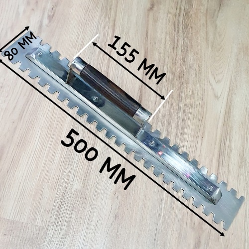 Bay Inox Toàn Phần Lưỡi Dài 50Cm Rãnh Răng Vuông 10MM Chuyên Dụng Lát Gạch Lớn Sàn Rộng