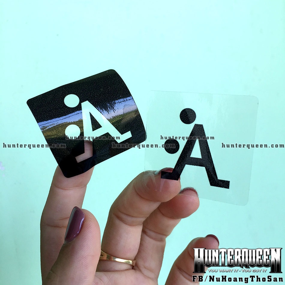 Combo 4 logo chữ AA [4 x 4cm] bựa nhân trong suốt xuyên thấu. Decal cao cấp chống nước không bay màu