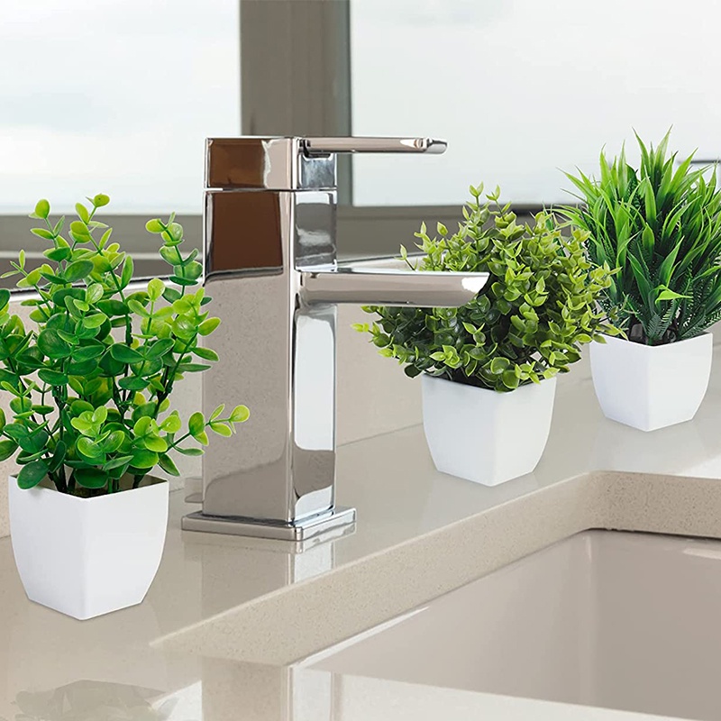 3 Gói Chậu Cây Bạch Đàn Nhân Tạo Mini Bằng Nhựa Dùng Trang Trí Trong Nhà