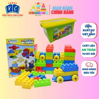 Đồ chơi xếp hình mầm non 68CT Sato đồ chơi thông minh phát triển tư duy sáng tạo cho bé hàng Việt Nam chất lượng Sato60