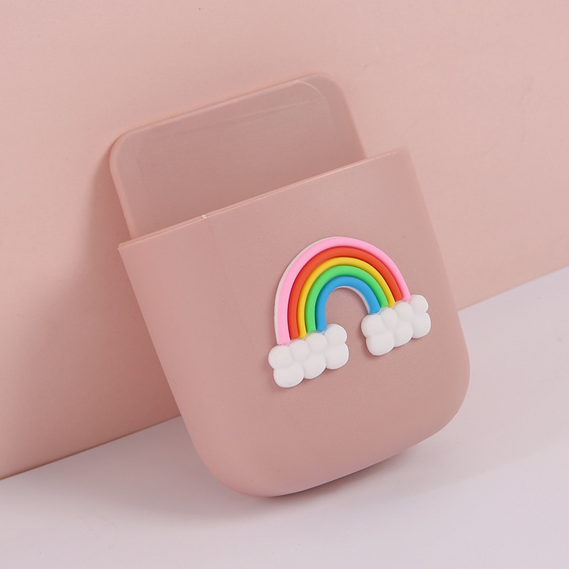 TAILI cute Wall Mounted Storage Box Mobile Phone Plug Holder Stand Rack Organizer Case