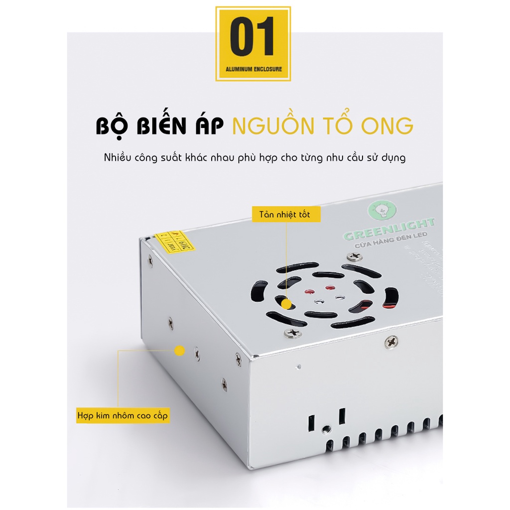 Nguồn tổ ong 12V, Adaptor 3A 4A 5A 6A 10A 15A 20A 33A dùng cho đèn LED thanh, LED dây điện áp 12V DC