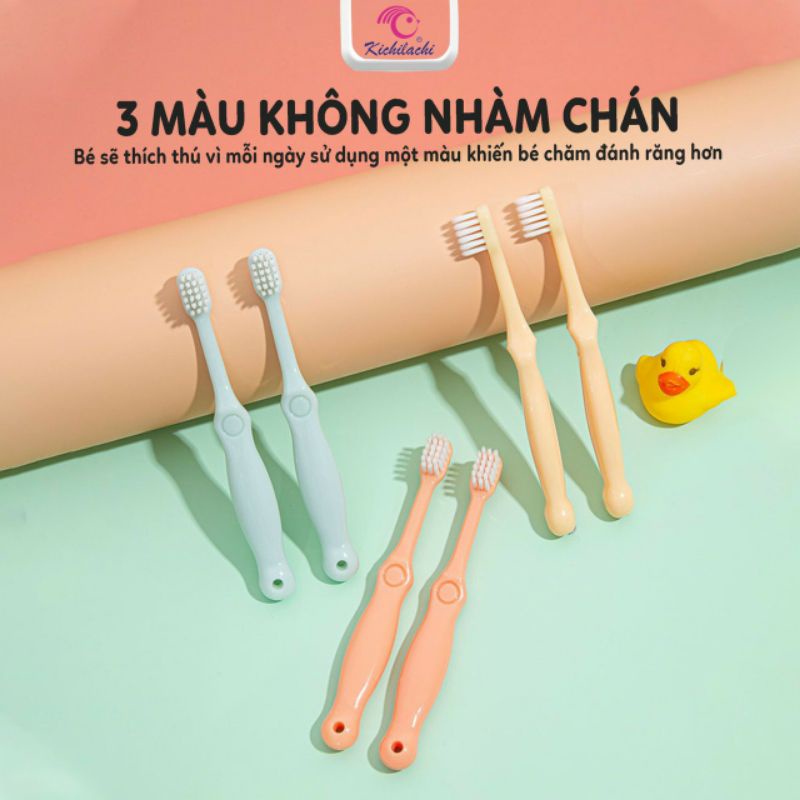 Set 3 Chiếc Bàn chải đánh răng lông mềm cho bé - Kichilachi Kichi (Công nghệ Nhật)