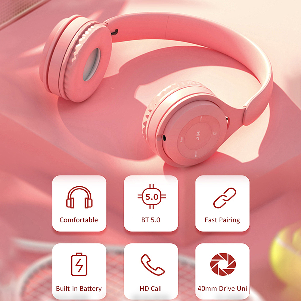 Tai nghe bluetooth 5.0 không dây có micro thiết kế màu macaron thời trang tiện dụng