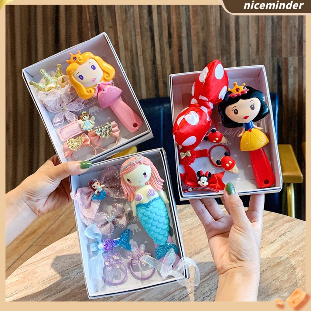 Set 6 Kẹp Tóc Công Chúa Elsa Co Giãn Nhiều Màu Sắc Phong Cách Hoạt Hình Cho Bé Gái