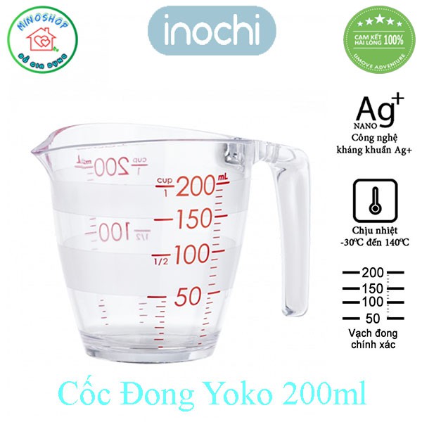 Cốc Đong Chia Vạch Inochi, Cốc Nhựa Định Lượng Dung Dịch Kích Thước 200ml 500ml