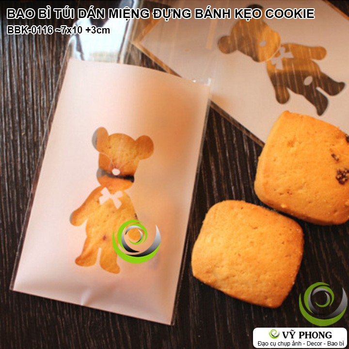 BAO BÌ TÚI NHỰA DÁN MIỆNG 7x10 +3CM ĐỰNG BÁNH KẸO HÌNH CHÚ GẤU NOUGAT COOKIE ĐÓNG GÓI LÀM QUÀ TẶNG BBK-0116