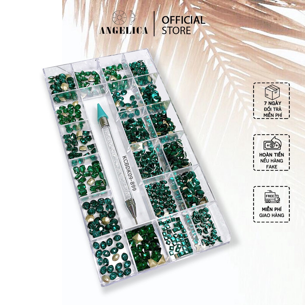 Khay Đá Nail Chân Bằng Đá Khối Màu Trắng Kèm Phụ Kiện Trang Trí Móng ANGELICA KCBDK
