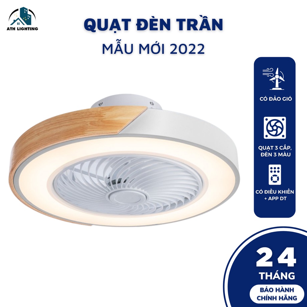 Quạt Đèn Trần Phòng Khách ATH LIGHTING Loại Quạt Trần Đảo Gió 3 Cấp Tốc Độ Kết Hợp Đèn 3 Màu Có Remote Kèm APP ĐT
