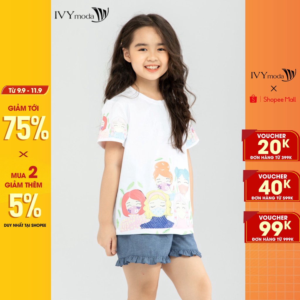Áo thun bé gái in hình IVY moda MS 57G1311