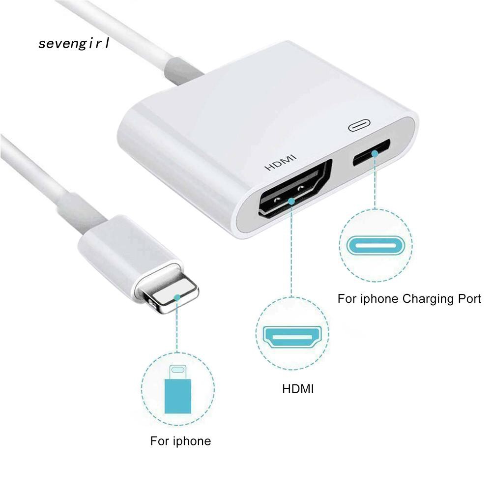 Cáp chuyển đổi HD 1080P 8Pin sang HDMI TV kĩ thuật số cho iPhone X/8/7/8P/7P iPad